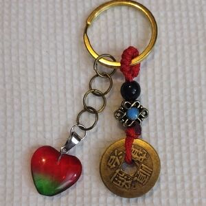 Multicolor Heart Charm Keychain